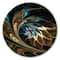 Designart Brown Blue Fractal Flower in Black Modern Wall Clock